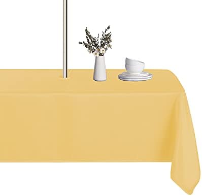 LUSHVIDA Square Outdoor Tablecloth with Umbrella Hole 60x60 Inch Yellow by LUSHVIDA