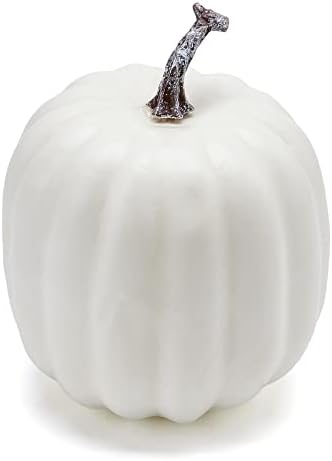 7Pcs Artificial Pumpkins of all Styles Halloween Decoration Rural Style Farmhouse Foam Pumpkin Harvest Season Thanksgiving Day is Suitable for Table top House Dining Table Party Decoration (White) - Image 5