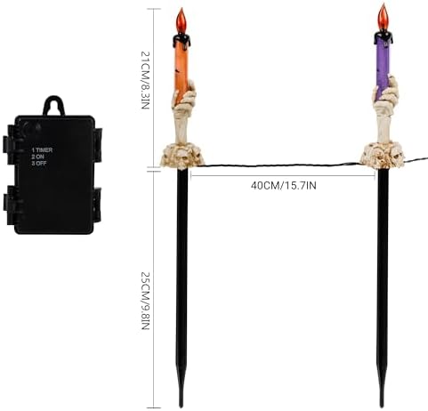 LJLNION Halloween Decorations, 5 Pack Tabletop Candle Lights with Skeleton Ghost Hand, Waterproof Lighted Yard Stakes, Battery Operated for Light Up Halloween Indoor/Outdoor Garden Decor - Image 3