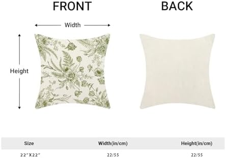 CXMEIFLY Sage Green Spring Pillow Covers 22 x 22 Inch Set of 2 for Chinoiserie Flowers Decor Throw Pillows Floral Leaves Seasonal Plant Outdoor Decorative Cushion Cases for Couch Bed Decorations - Image 5