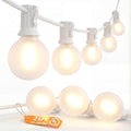 SUNSGNE 25Ft G40 LED Outdoor White String Lights with 27 White Frosted Shatterproof Globe Bulbs (2 Spare), Outdoor Hanging Lights for Room Café Bistro Pergola Tents, White Wire by SUNSGNE