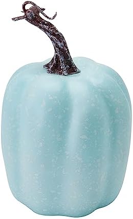 7Pcs Artificial Pumpkins of All Styles Halloween Decoration Rural Style Farmhouse Foam Pumpkin Thanksgiving Day is Suitable for Table top House Dining Table Party Decoration (Light Blue) - Image 4