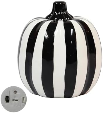 Midnight Manor LED Lighted Ceramic Jacko Lantern Pumpkin Halloween (Zebra) - Image 6