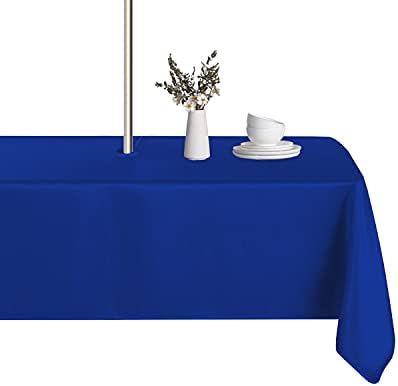 LUSHVIDA Rectangle Outdoor Tablecloth with Umbrella Hole 60x84 Inch Blue by LUSHVIDA