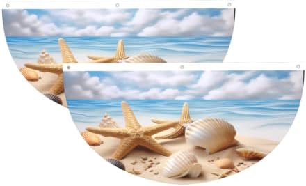Starfish Blue Sky Semicircular Hanging Decorative Bunting Flag 2pcs by Ouqiuwa