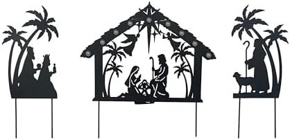 Solar Lighted Nativity Scene Garden Decor, Outdoor Christmas Yard Lawn Holiday Party Ornament by LimygusHomeGarden