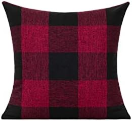 VAKADO 16x16 Set of 2 Red and Black Buffalo Plaid Throw Pillow Covers Farmhouse Christmas Check Decorative Cushion Cases Rustic Retro Home Decor for Couch Bed Sofa - Image 2