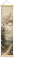 Misty Mountain Porch Decor Banner, 31.5 x 7.8 Inch Canvas Hanging Banner with Wooden Rods, Pine Forest Landscape Wall Accent for Cabin Entryway, Patio, Indoor Outdoor Display by Unknown