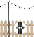 10Ft String Light Poles for Fence & Deck Railing, Outdoor Light Stand with Fence Brackets, Heavy-Duty Metal Poles for Backyard, Garden & Patio Party Lighting, Rustproof & Adjustable by Tigerden