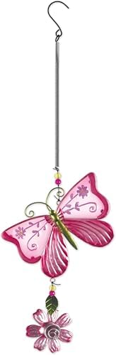 Sunset Vista Designs Garden Party - Hanging Metal and Glass Bouncy Ornament,18.5" Long, Pink Butterfly by Unknown