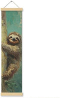 Sloth Porch Decor Banner, 31.5 x 7.8 Inch Canvas Hanging Banner with Wooden Rods, Jungle Animal Wall Accent for Nursery, Playroom, Classroom, Patio, Indoor Outdoor Display by Unknown