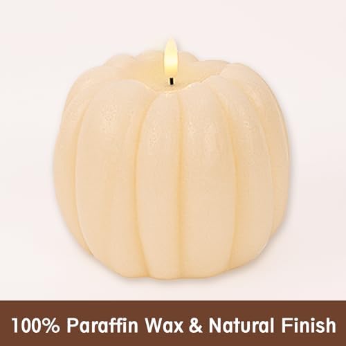 Fall Decorations for Home - Flickering Flameless Wax Pumpkin LED Candle - Image 2