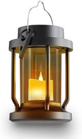 Solar Lantern Outdoor & Indoor Use – Hanging Solar Lights with Realistic Flickering Flameless Candle, Weatherproof for Gardens, Patios, Trees, and Lawns (Black + Gray, 1 Pack) by Unknown