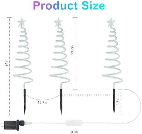 Ryhpez Christmas Pathway Lights Outdoor, 8 Pack Smart Spiral Christmas Tree Lights with APP & Remote Control, Waterproof Walkway Landscape RGB Color Changing Lights for Yard Garden Xmas Decor 2FT - Image 6