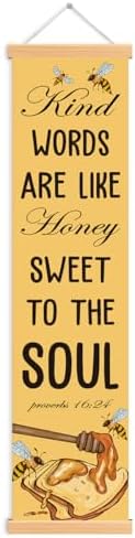 Spring Porch Banner, Proverbs 16:24 Bible Verse Hanging Door Banner, Rustic Inspirational Banners for Front Door Indoor Outdoor Decor, Farmhouse Home Classroom Wall Decor by Unknown