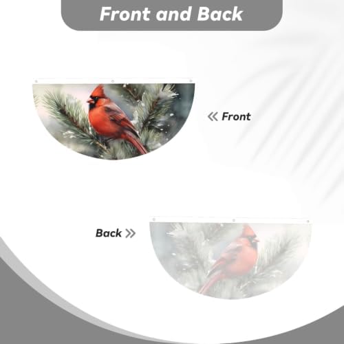 Red Bird Winter Semicircular Hanging Decorative Bunting Flag 2pcs - Image 2