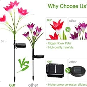SOLARBABY Solar Lights Outdoor - Lily Flower Solar Garden Lights, 6 Pack Lights Outdoor Waterproof Multicolor Changing LED Flower with Bigger Lily for Patio Yard Pathway Balcony Outdoor Décor - Image 2