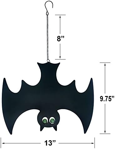 Halloween Glow in The Dark Metal Bat Ghost Hanging Decor Set of 3 for Indoor Outdoor Party Decor - Image 7
