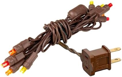 Novelty Lights 10 Light LED Fall Thanksgiving Mini Light Set, Outdoor Curtain Wreath Craft Bottle String Lights, Yellow/Red/Orange, Non-Connectable, Brown Wire, 5 Feet by NoveltyLights-LightExperts