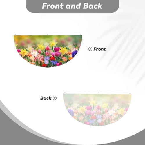 Spring Flowers Butterfly Semicircular Hanging Decorative Bunting Flag 2pcs - Image 2