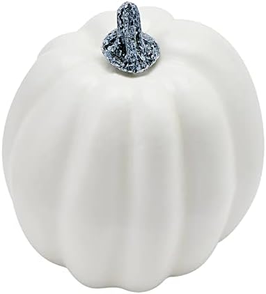 7Pcs Artificial Pumpkins of all Styles Halloween Decoration Rural Style Farmhouse Foam Pumpkin Harvest Season Thanksgiving Day is Suitable for Table top House Dining Table Party Decoration (White) - Image 4