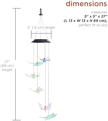 Alpine Corporation 27" Tall Outdoor Solar Powered Wind Mobile with Color Changing LED Butterfly Lights - Image 3