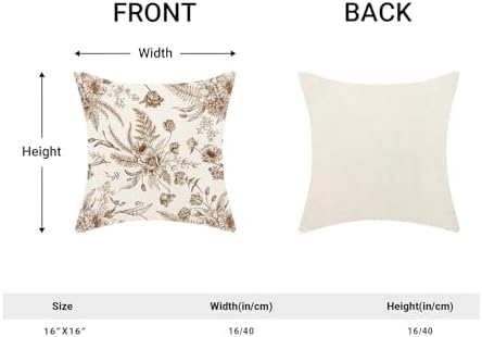 CXMEIFLY Spring Floral Leaves Pillow Covers 16 x 16 Inch Set of 2 for Chinoiserie Flowers Decor Throw Pillows Brown and White Seasonal Plant Outdoor Decorative Cushion Cases for Couch Bed Decorations - Image 5
