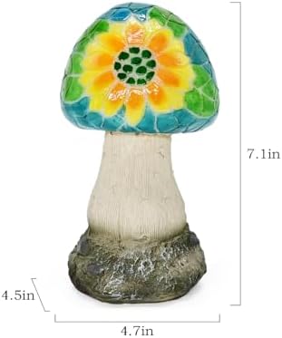 Solar Mushroom Lights Outside Fairy Garden Statue Mosaic Backyard Decor - Image 6