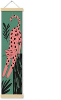Pink Leopard Porch Decor Banner, 31.5 x 7.8 Inch Canvas Hanging Banner with Wooden Rods, Tropical Jungle Animal Wall Accent for Entryway, Playroom, Patio, Indoor Outdoor Display by Unknown