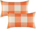 VAKADO Outdoor Fall Throw Pillow Covers 12x20 Set of 2 Orange Buffalo Plaid by VAKADO
