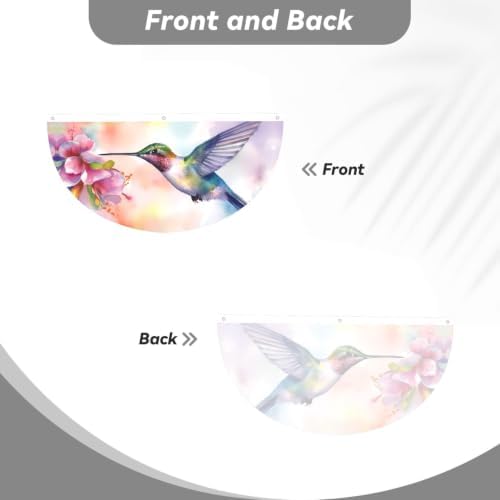 Hummingbird Flowers Semicircular Hanging Decorative Bunting Flag 2pcs - Image 2