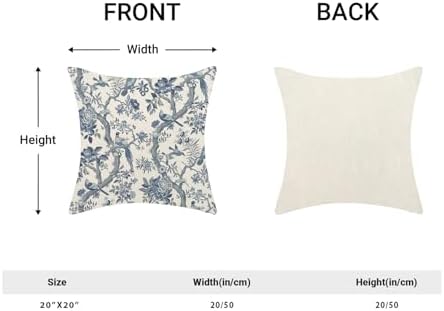 CXMEIFLY Spring Pillow Covers 20 x 20 Inch Set of 2 for Navy Blue Chinoiserie Flowers Bird Decor Throw Pillows Vintage Floral Plant Outdoor Decorative Cushion Cases for Couch Bed Decorations - Image 5