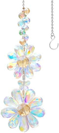 Crystal Flower Suncatcher Hanging Ornament, Rainbow Maker Window Sun Catcher Indoor Outdoor Patio Garden Decor (Crystal AB) by PEDOBO