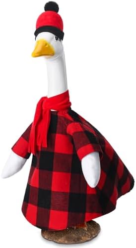 Cutecrop Christmas Red and Black Buffalo Plaid Goose Outfit Clothes by Cutecrop