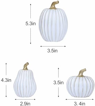 Pumpkin Fall Decor Indoor Fall Pumpkin Decorations 3Pcs Pumpkins Decor Thanksgiving Table Centerpiece Artificial Pumpkins Figurines for Autumn Harvest Home Decor Shelf Accent Decorating (Platinum) - Image 5