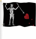 Yekiua Pirate Flag 3X5 Ft Black Beard Edward Teach Bloody UV Protected Banner Outdoor Indoor Flag With Brass Grommets, Vivid Color by Yekiua