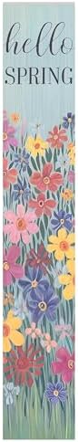 8"x48" Spring Welcome Sign for Front Porch, Hello Spring Porch Sign for Front Door Durable PVC Welcome Home Decorations for Outdoors p (Design 2) - Image 2
