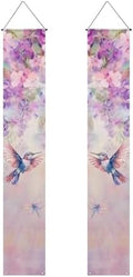 Hummingbird Front Door Hanging Banner Wildflower Spring Porch Sign Hanging Flag Porch Sign for Front Door Outdoor Seasonal Holiday Wedding Yard Decor Farmhouse Indoor Wall Backdrop by WelcometoLuarisgur