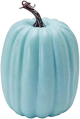 7Pcs Artificial Pumpkins of All Styles Halloween Decoration Rural Style Farmhouse Foam Pumpkin Thanksgiving Day is Suitable for Table top House Dining Table Party Decoration (Light Blue) - Image 3