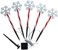 Solar Christmas Pathway Lights - 5 Designs (Star, Snowflake, Santa, Bell), Auto On/Off, Waterproof Warm White LED Color Stake Lights for Garden Yard Holiday Party Décor (Snowflake) by HOEIAOutdoorOasis