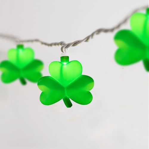 St Patrick's Day Shamrock Lights Plug in, 8.5Ft Outdoor Shamrock St Patrick's Day Decorations Lights Waterproof with 10 LED Green Clover Light UL Listed for Home Window Irish Party Garden Birthday by Goothy