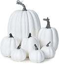 Lvydec 7pc Assorted Size White Pumpkins Craft Pumpkins for Halloween Thanksgiving Autumn Festive Party Supplies by Lvydec