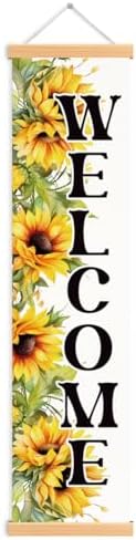 Sunflower Welcome Porch Banner, Welcome Decorations Porch Banner, Rustic Seasonal Banners for Front Door Indoor Outdoor Decor, Summer Party Decorations for Farmhouse Yard Home by Unknown