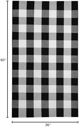 KOZYFLY Buffalo Plaid Area Rugs 3x5 Ft Black and White Checkered Rug Washable Front Door Mat Hand Woven Cotton Outdoor Rug Large Rug for Front Porch Kitchen Entryway Patio Bathroom - Image 2