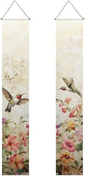 Hummingbird Front Door Hanging Banner Floral Summer Porch Sign Hanging Flag Porch Sign for Front Door Outdoor Seasonal Holiday Wedding Yard Decor Farmhouse Indoor Wall Backdrop by WelcometoLuarisgur