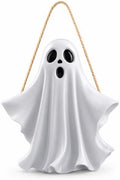 Halloween Decoration 2D Wooden Ghost Door Halloween Wreath for Front Door Sign Wall Signs Decor, Ghost Wreaths Sign Hanging for Home Wall Decor Outdoor Indoor Farmhouse Party Supply by BHOOKA