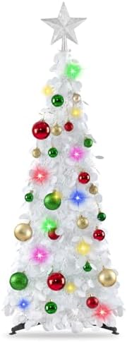 N&T NIETING Pop Up Christmas Tree with Lights & Ornaments, 3FT, White by NTNIETING