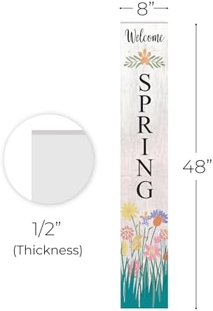 8"x48" Spring Welcome Sign for Front Porch, Hello Spring Porch Sign for Front Door Durable PVC Welcome Home Decorations for Outdoors p (Design 10) - Image 5