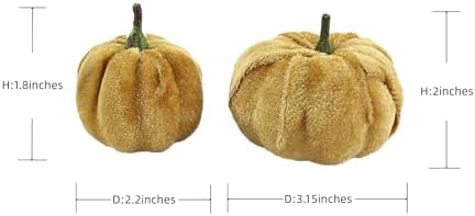 Fall Decor-Fall Decorations for Home 12pcs Halloween Artificial Pumpkins Fake Artificial Velvet Small Pumpkins for Harvest, Thanksgiving, Christmas Party Decoration (Gold) - Image 5
