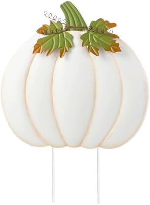 Glitzhome Oversized Ivory Pumpkin Yard Stake,39.5"H Metal Fall Pumpkins Garden Stake, Garden Standing Stakes or Hanging Pumpkin Signs for Autumn Harvest Thanksgiving Halloween Fall Outdoor Decorations - Image 6
